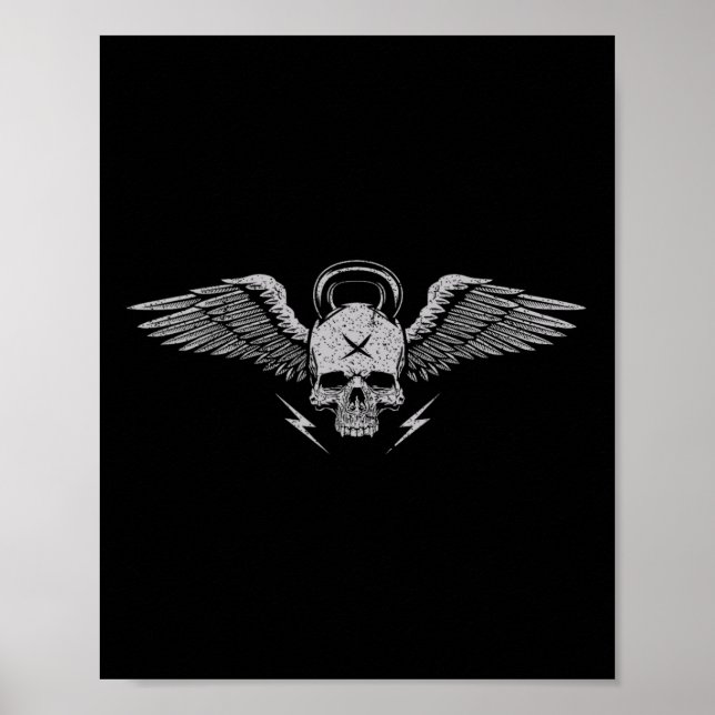 Skull Kettlebell Workout Strength Training Gym  Poster (Front)