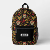 Skull Khokhloma Pattern Personalised Backpack