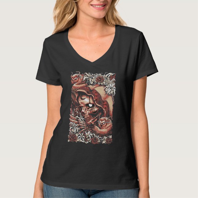 Skull King Skeleton With Owl T-Shirt (Front)
