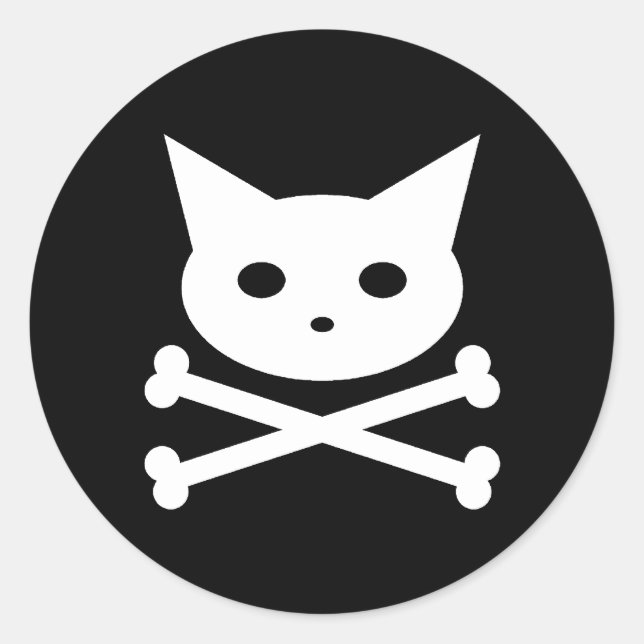 Skull Kitty Classic Round Sticker (Front)