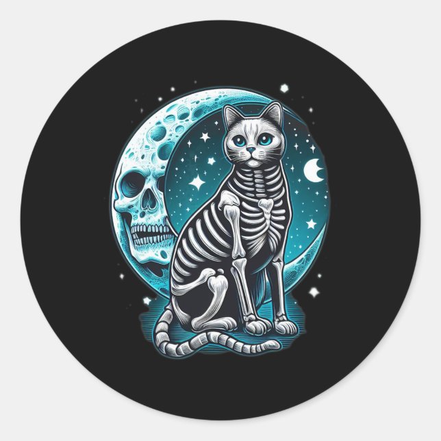 Skull - Kitty Skeleton Halloween Costume Idea  Classic Round Sticker (Front)