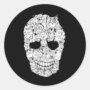 Skull Kitty Skeleton Halloween Costume Scary Cat S Classic Round Sticker