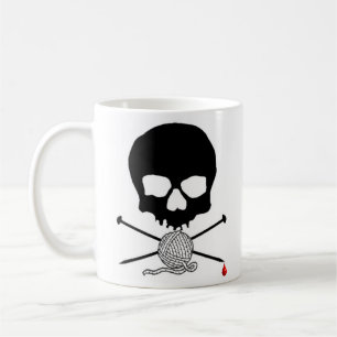 Skull & Knitting Needle with Yarn Mug