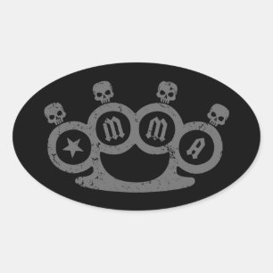 Skull Knuckles Oval Sticker