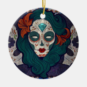 Skull Ladies Ceramic Tree Decoration