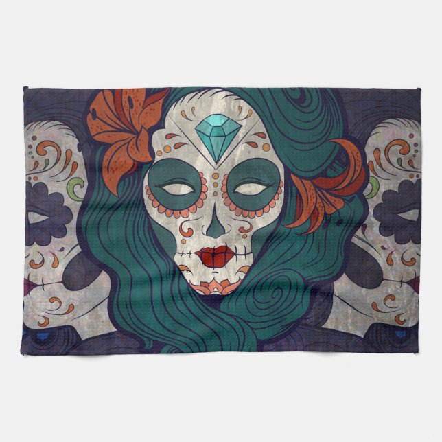 Skull Ladies Tea Towel (Horizontal)
