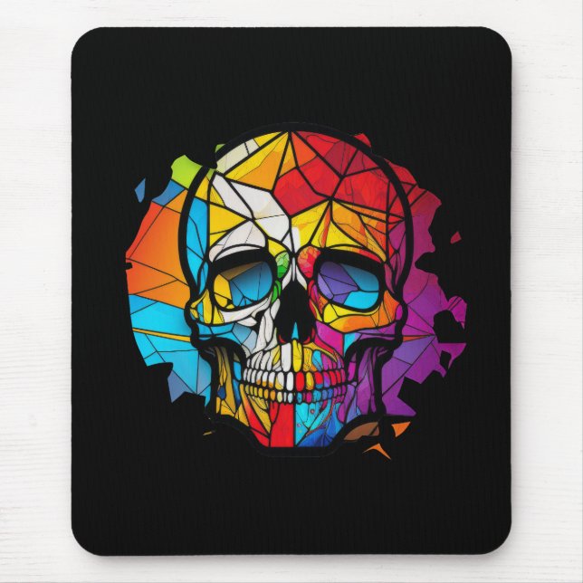Skull Life Time Stained Glass Character Mouse Mat (Front)