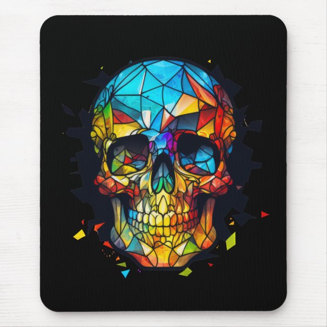 Skull Life Time Stained Glass Character Mouse Mat (Front)