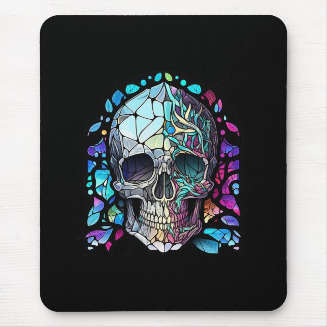 Skull Life Time Stained Glass Character Mouse Mat (Front)