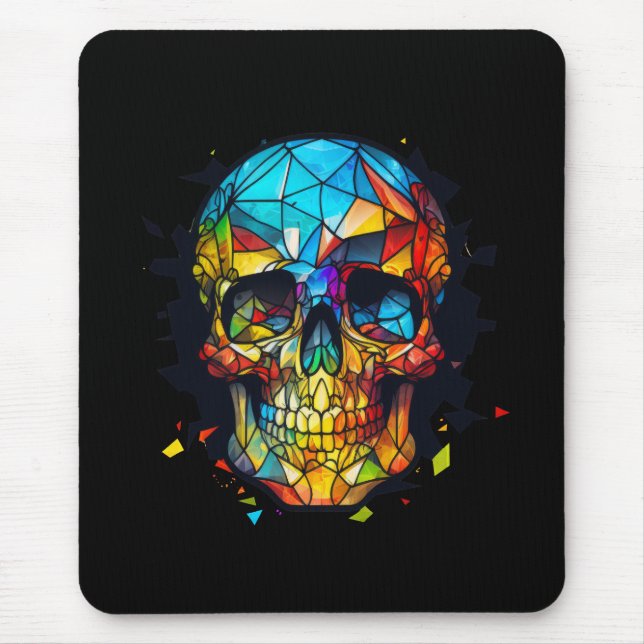 Skull Life Time Stained Glass Character Mouse Mat (Front)