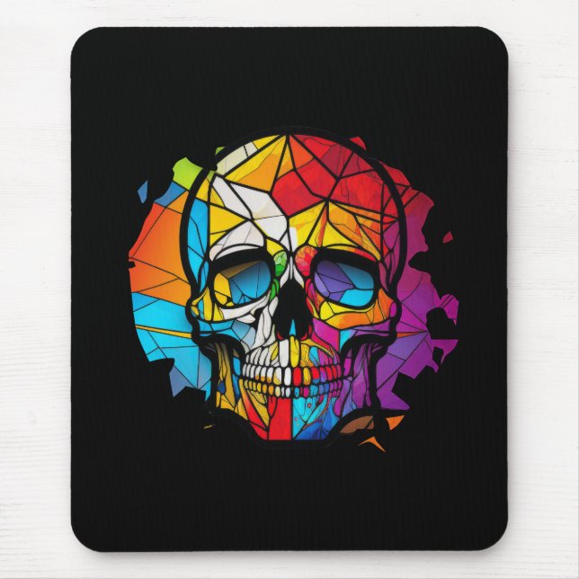 Skull Life Time Stained Glass Character Mouse Mat (Front)
