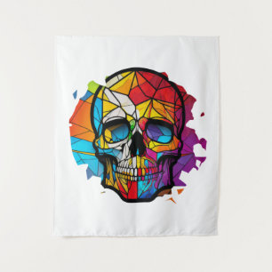 Skull Life Time Stained Glass Character Tapestry
