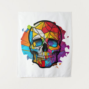 Skull Life Time Stained Glass Character Tapestry