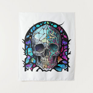 Skull Life Time Stained Glass Character Tapestry