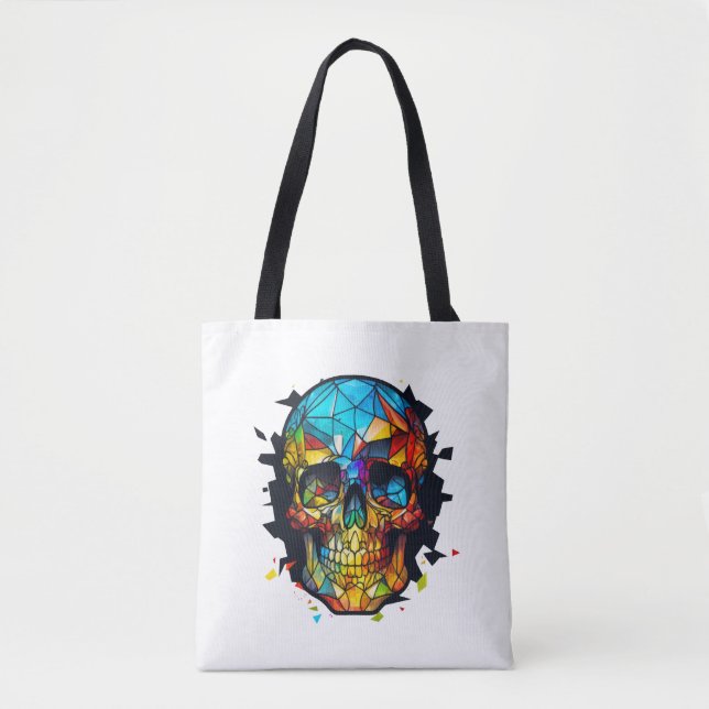 Skull Life Time Stained Glass Character Tote Bag (Front)