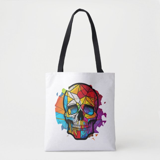 Skull Life Time Stained Glass Character Tote Bag (Front)