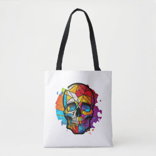 Skull Life Time Stained Glass Character Tote Bag