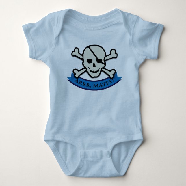 Skull - Light Blue Baby Jersey Bodysuit (Front)