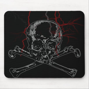 skull lightning mouse mat