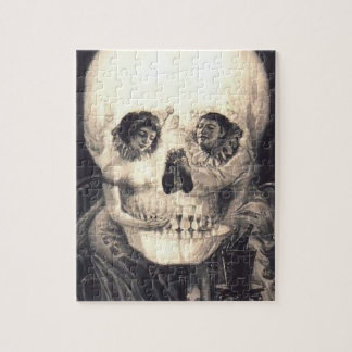 Skull Love Retro Optical Illusion Jigsaw Puzzle