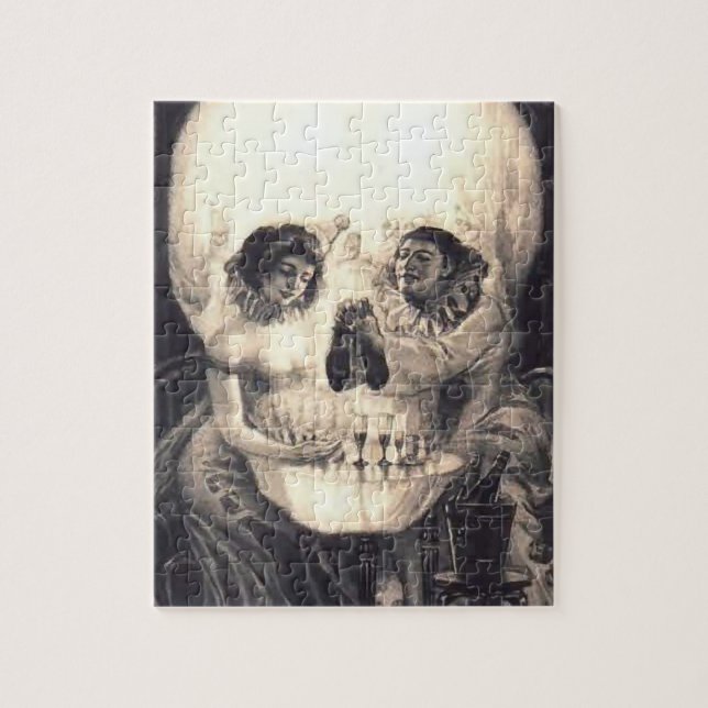 Skull Love Retro Optical Illusion Jigsaw Puzzle (Vertical)