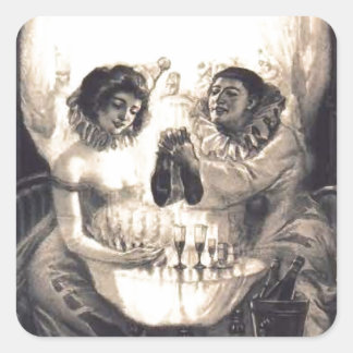 Skull Love Retro Optical Illusion Square Sticker