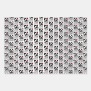 Skull lover bookish Christmas gothic wrapping pape Paper Sheet