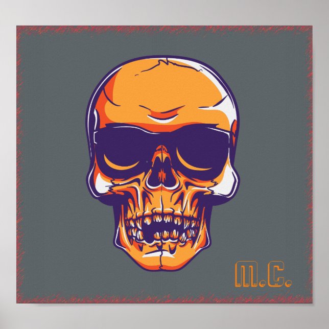 Skull M.C. Biker Eerie Orange  Poster (Front)
