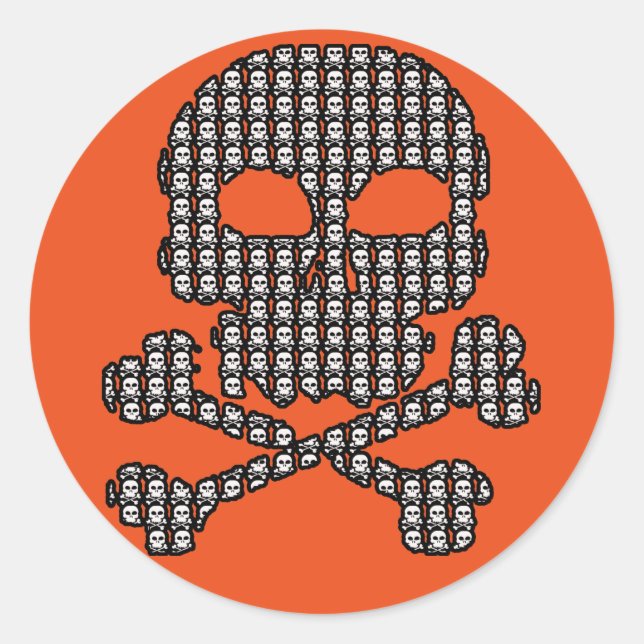 Skull Made of Skulls Halloween Classic Round Sticker (Front)