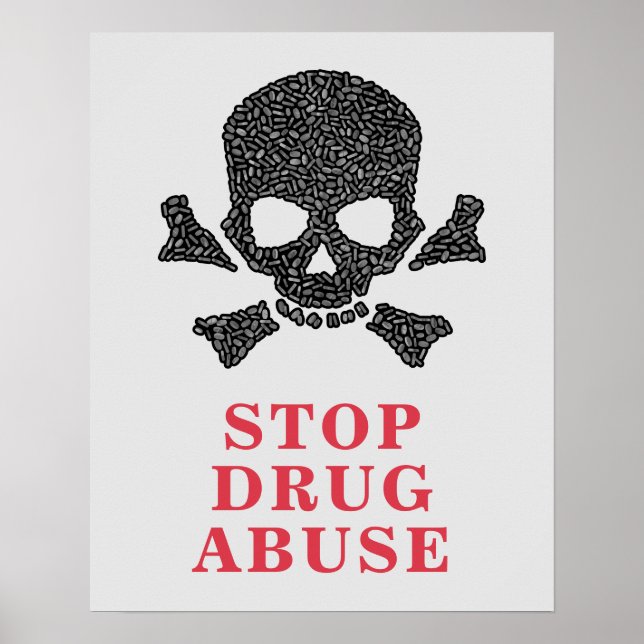 Skull Made Out of Pills Stop Drug Abuse Poster (Front)