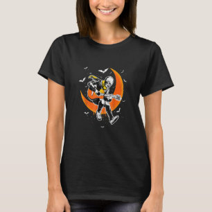 Skull man Playing Guitar On the Moon Skull music H T-Shirt