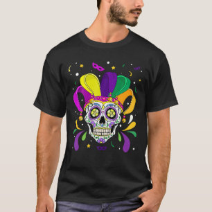 Skull Mardi Gras Jester Carnival NOLA Louisiana Ca T-Shirt