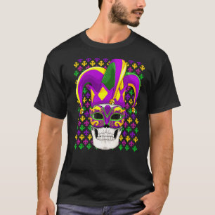 Skull Mardi Gras Jester Joker Louisiana Carnival F T-Shirt
