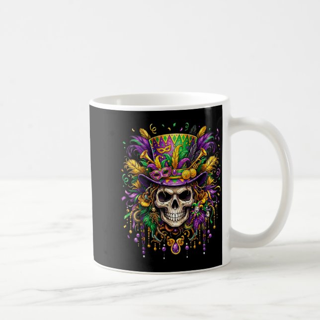 Skull Mardi Gras Men Women Kids Carnival New Orlea Coffee Mug (Right)