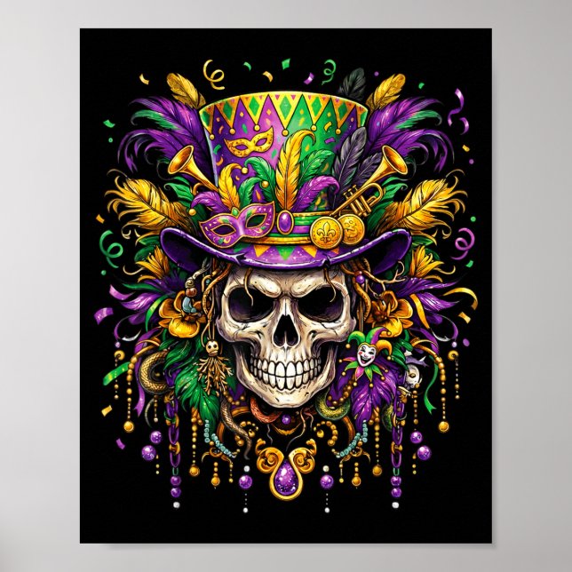 Skull Mardi Gras Men Women Kids Carnival New Orlea Poster (Front)