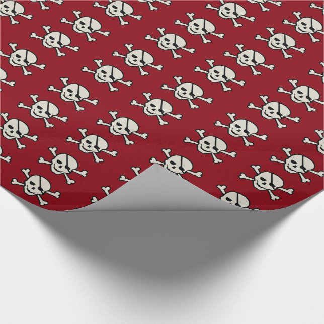 Skull - Maroon Glossy Wrapping Paper, 30" x 15' Paper (Corner)