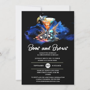 Skull martini enchanted halloween gothic party invitation