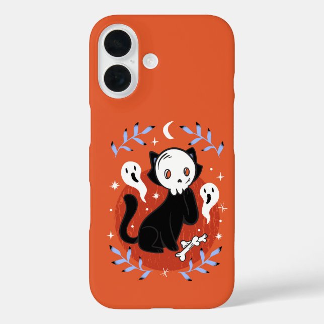 Skull Mask Black Cat Halloween Case-Mate iPhone Case (Back)