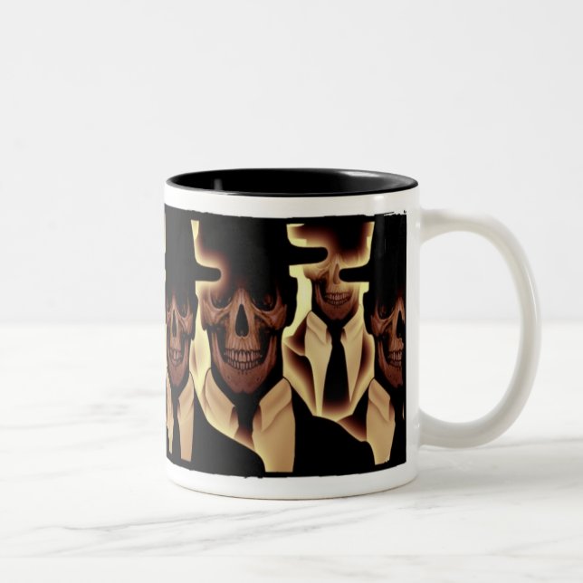 Skull Men in Black Two-Tone Coffee Mug (Right)
