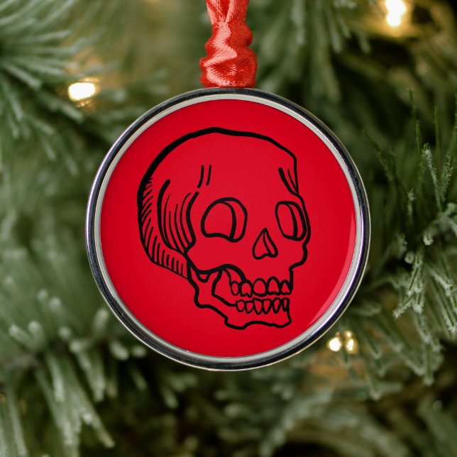 Skull Metal Christmas Ornament (Tree)