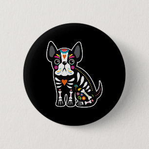 Skull Mexican French Bulldog Halloween Day Of The 6 Cm Round Badge