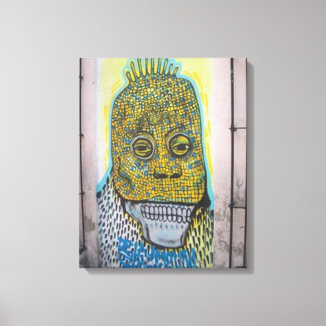 Skull Mexico Graffiti Street art, real world art Canvas Print (Front)
