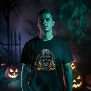 Skull Midnight Halloween Illustration T-Shirt