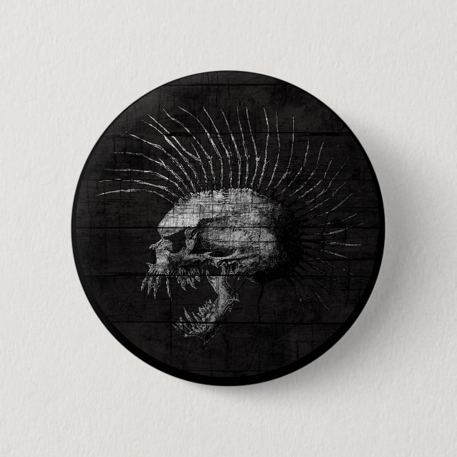 Skull Mohawk 6 Cm Round Badge (Front)