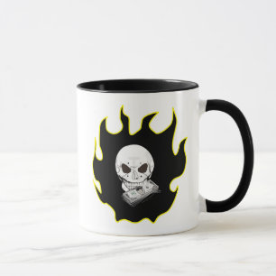 Skull Money Flame Death Biker Style Black Yellow  Mug