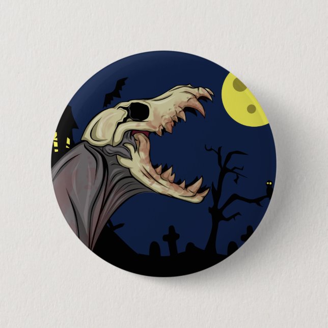 Skull Monster 6 Cm Round Badge (Front)