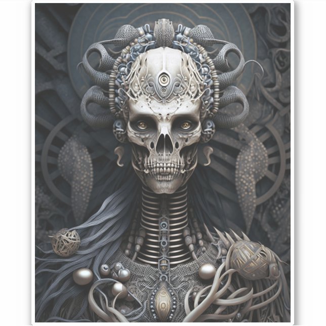 Skull Monster Skeleton Horror Sticker (Front)