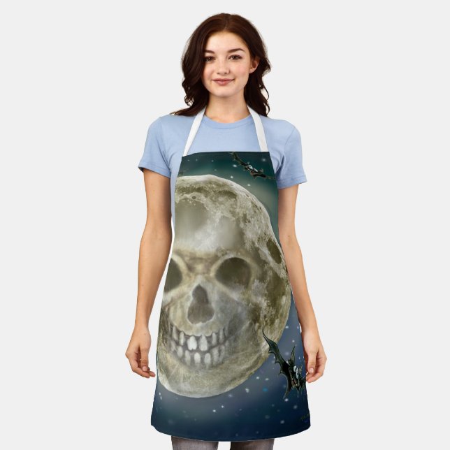 Skull Moon Halloween Apron (Worn)
