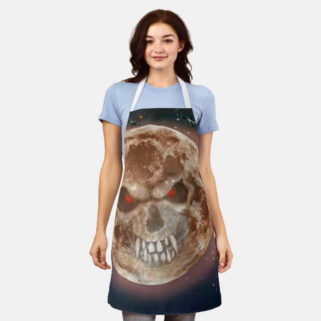 Skull Moon Halloween Apron (Worn)