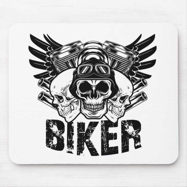 skull moto biker mouse mat (Front)